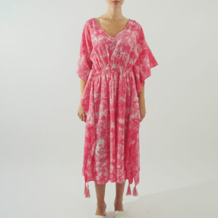 Maxi Boho Φόρεμα Καφτάνι με Τie-Dye Print - 100% Βαμβακερό | 19V69 ITALIA
