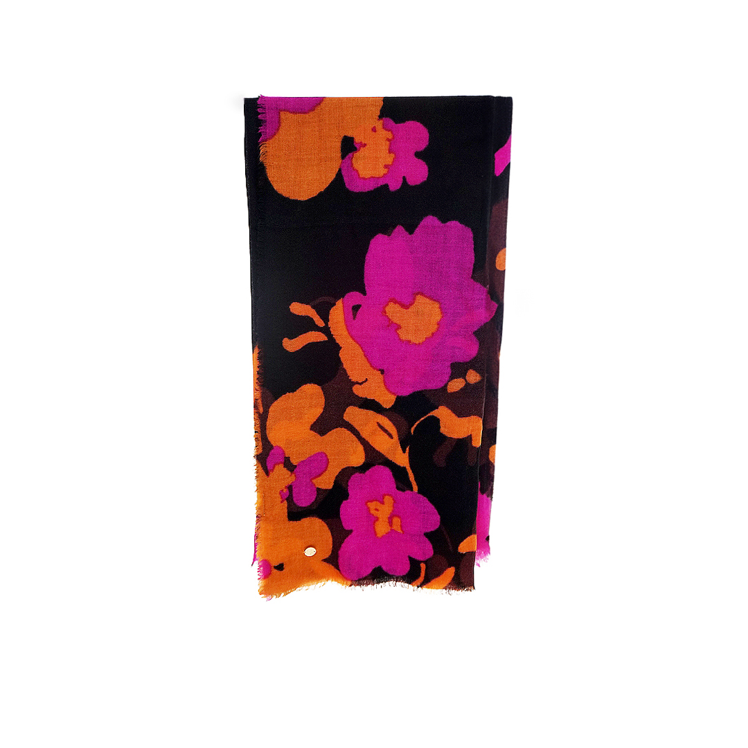 62628.BLACK-ORANGE.1 Γυναικείο Φουλάρι Wooll-Silk 19V69 Italia | κωδ. 62628 - Image 1