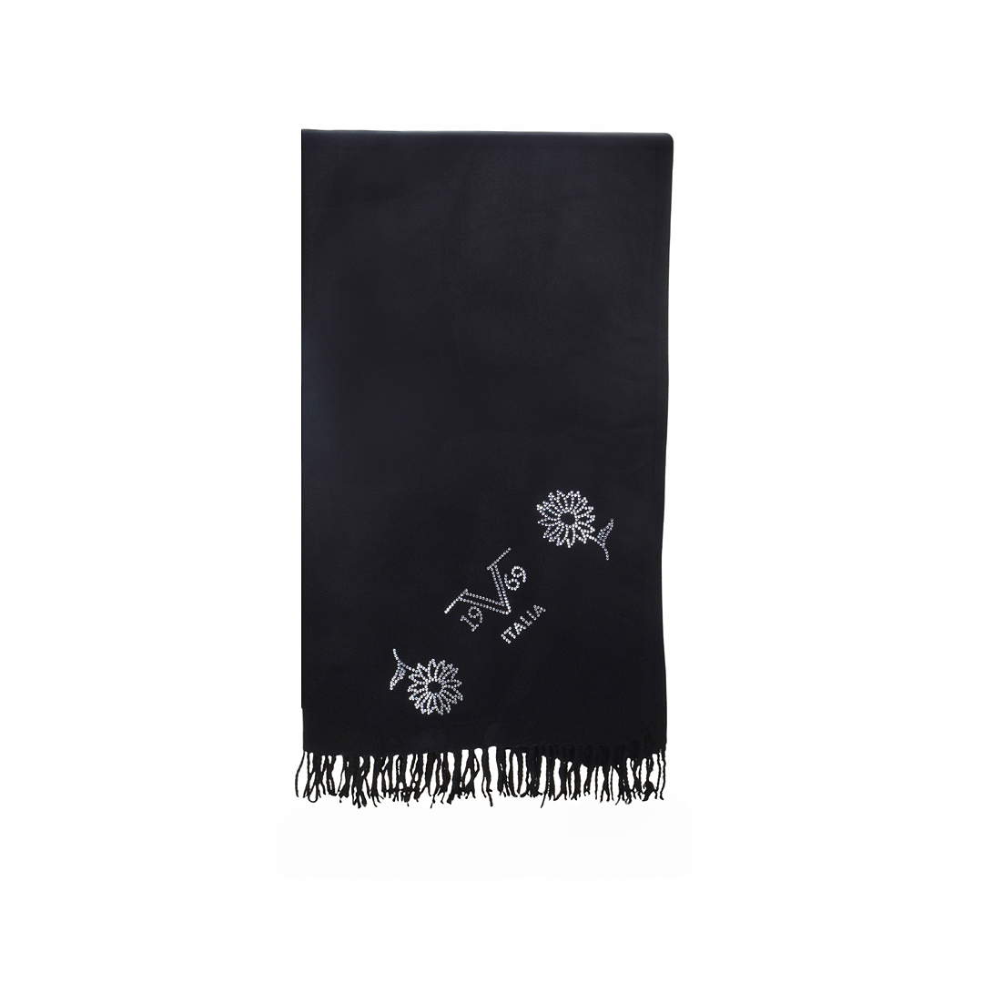 62630.BLACK_.1 Γυναικείο Φουλάρι 100% Viscose με Στρας & Λογότυπο 19V69 Italia | κωδ. 62630 - Image 2