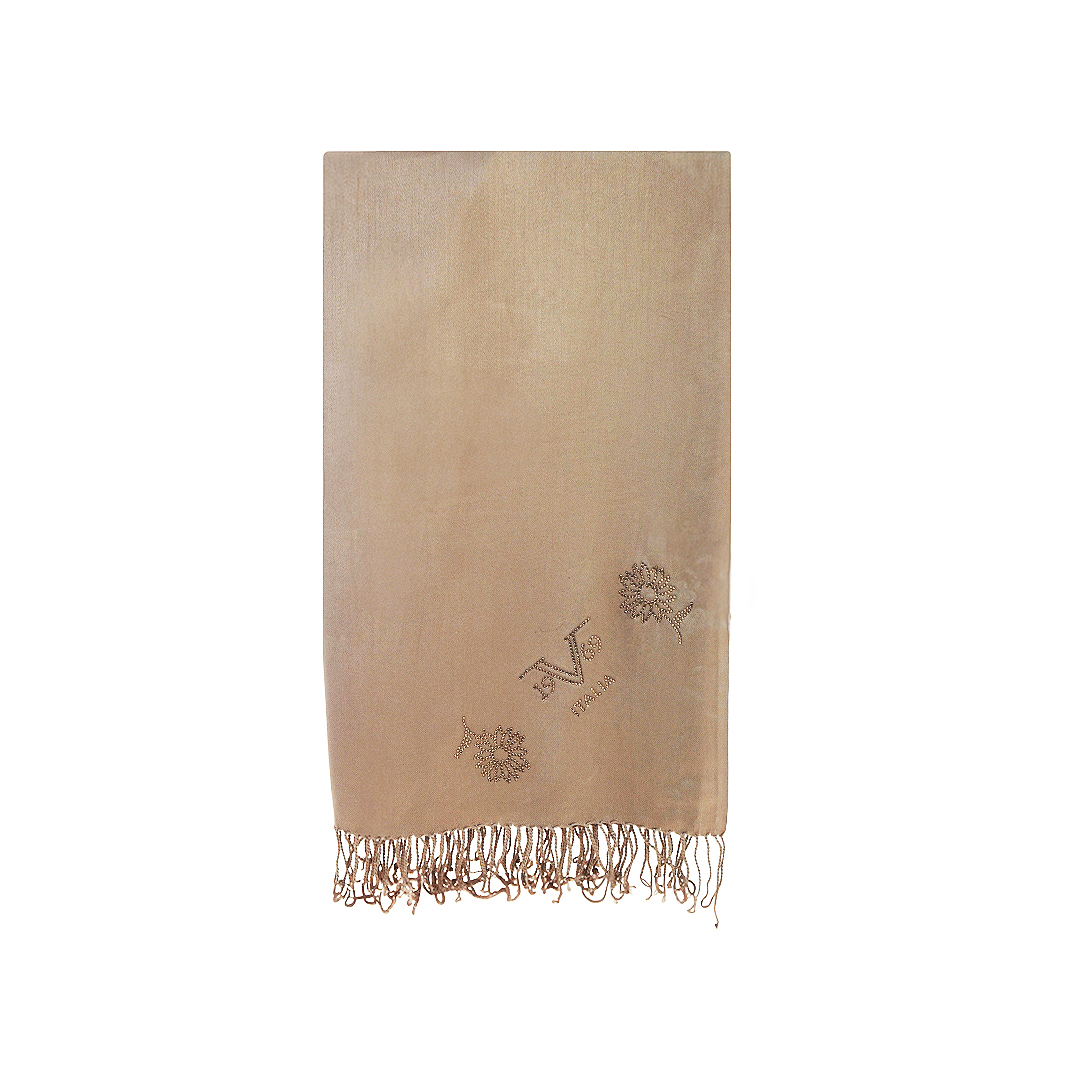 62630.CAMEL_.1 Γυναικείο Φουλάρι 100% Viscose με Στρας & Λογότυπο 19V69 Italia | κωδ. 62630 - Image 1