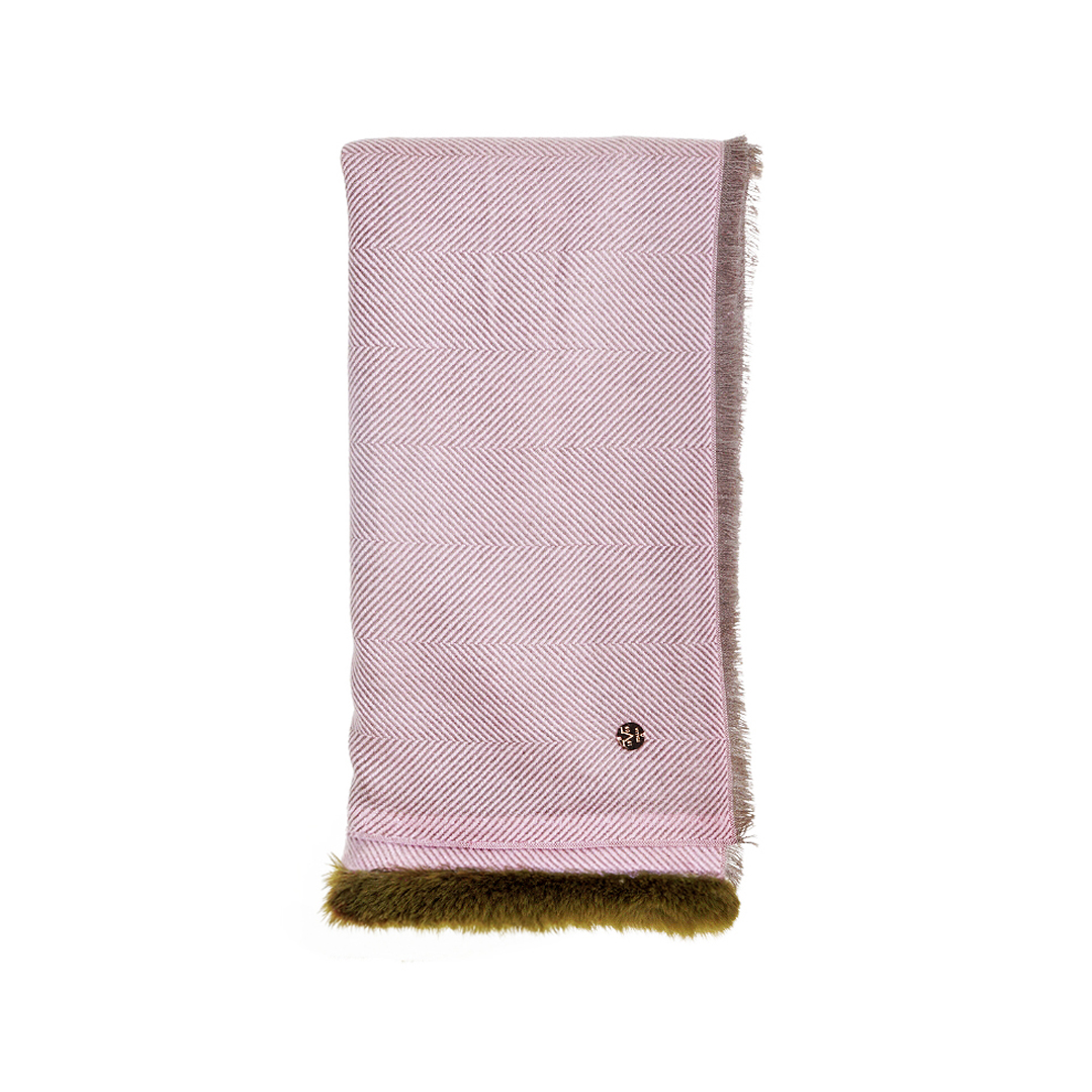 62631.PINK-GREEN Γυναικεία Jacquard Κάπα με Χρωματιστή Οικολογική Γούνα 19V69 Italia | κωδ. 62631 - Image 1